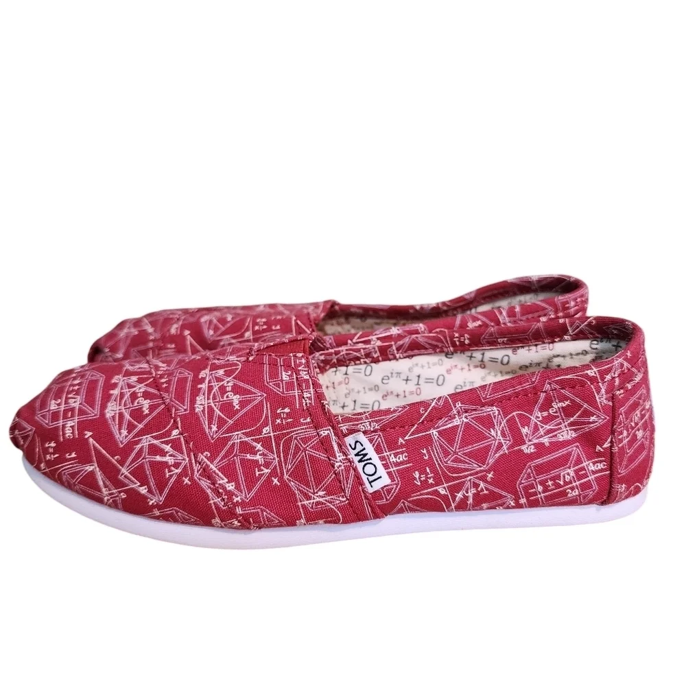 Toms NEW Classic Limited Edition Geometry Print Math Shoes Red Canvas sz 7‎